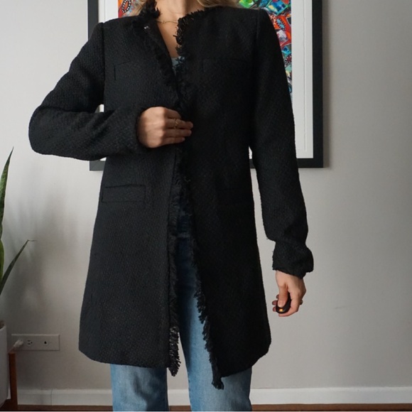 Black Tweed Jacket Size US 4 - Picture 6 of 9